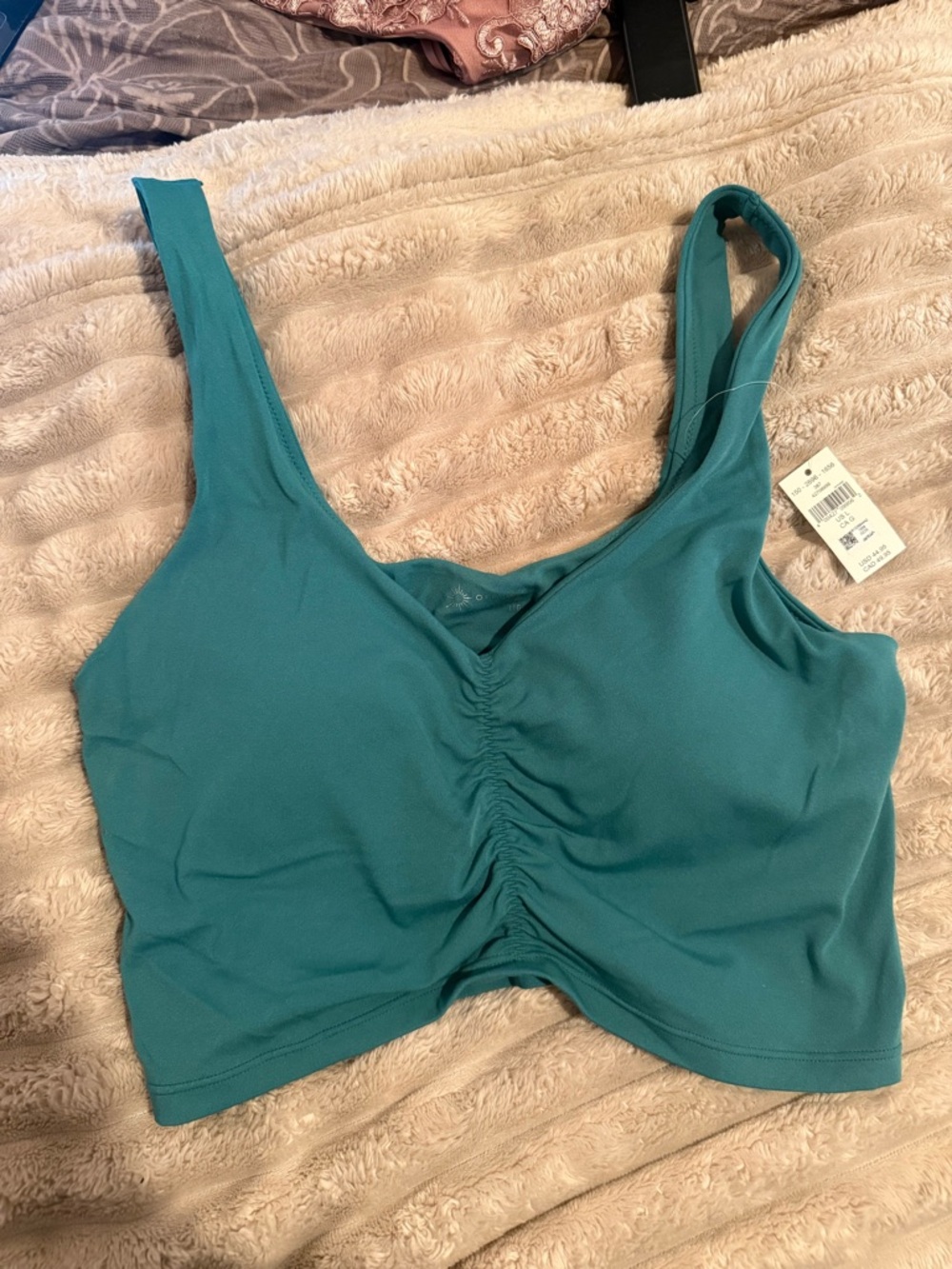 Ruched Front Teal Sports Bra/Tank Top